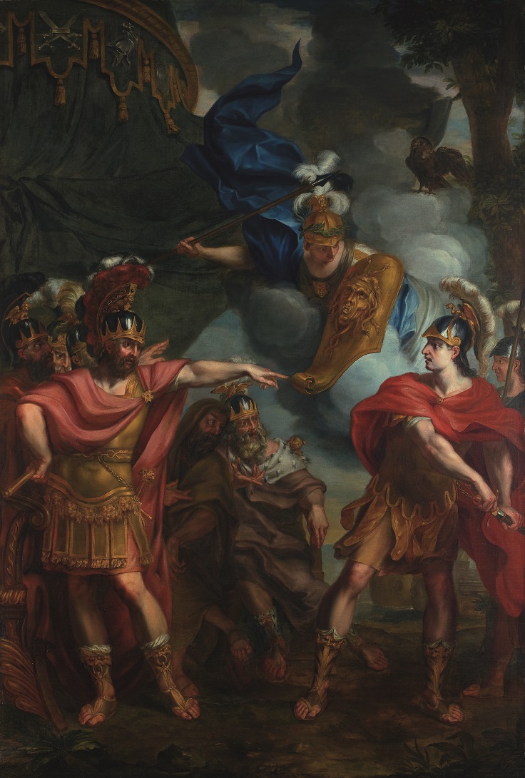 『アキレスとアガメムノンの口論』エラルート・デ・ライレッセ (1640-1711)、ベルギー、油絵・キャンバス、 H 3000mm x W 2140mm